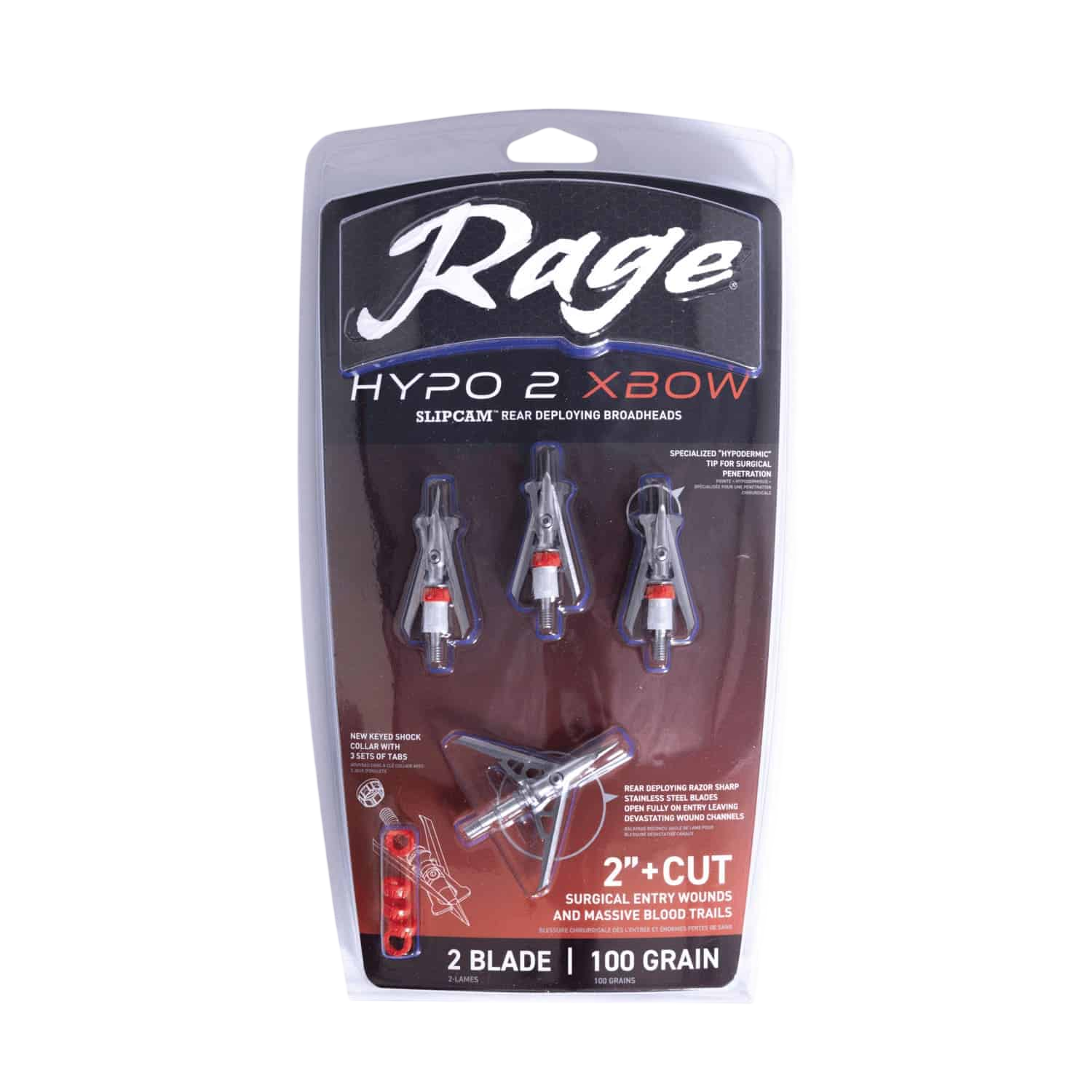 Rage Hypo 2 Crossbow Mechanical Broadheads (4-Pack) β Archery Country