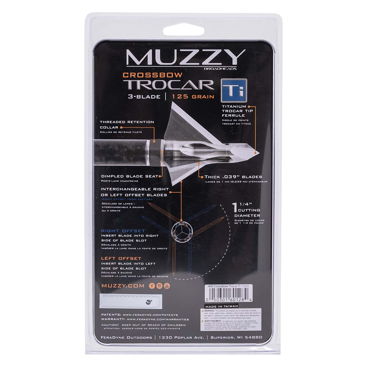 Muzzy Trocar TI Crossbow Titanium Ferrule Broadheads 125-Grain — Archery Country