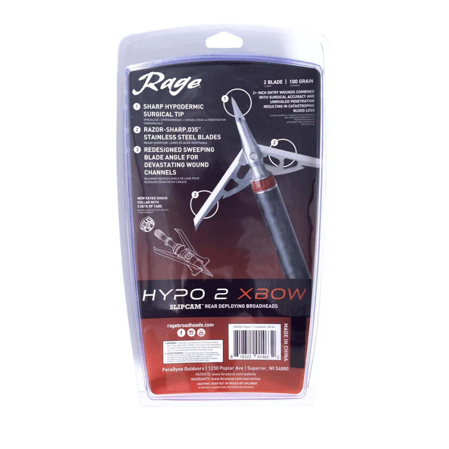 Rage Hypo 2 Crossbow Mechanical Broadheads (4-Pack) β Archery Country
