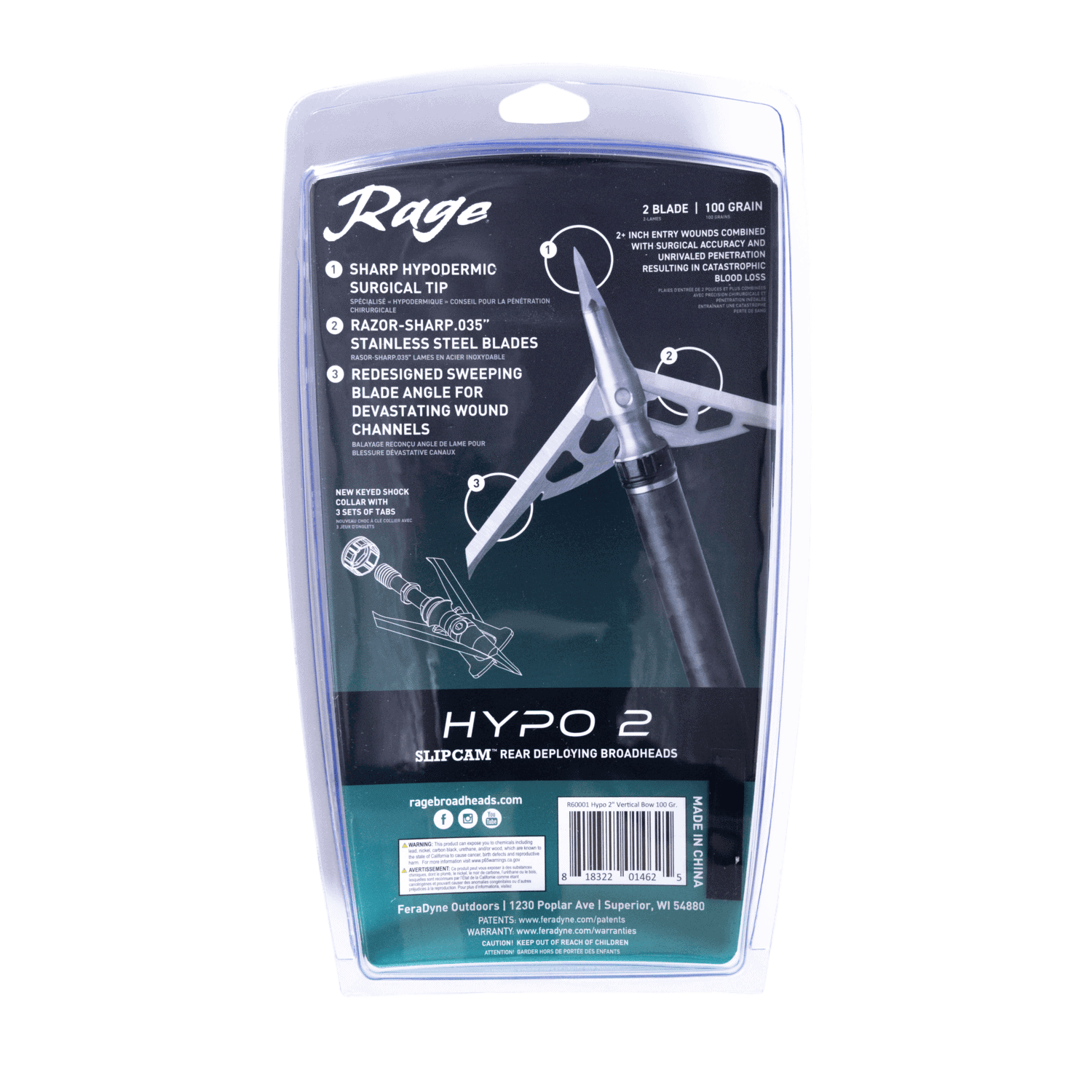 Rage Hypo 2 Mechanical Broadheads (4-Pack) β Archery Country