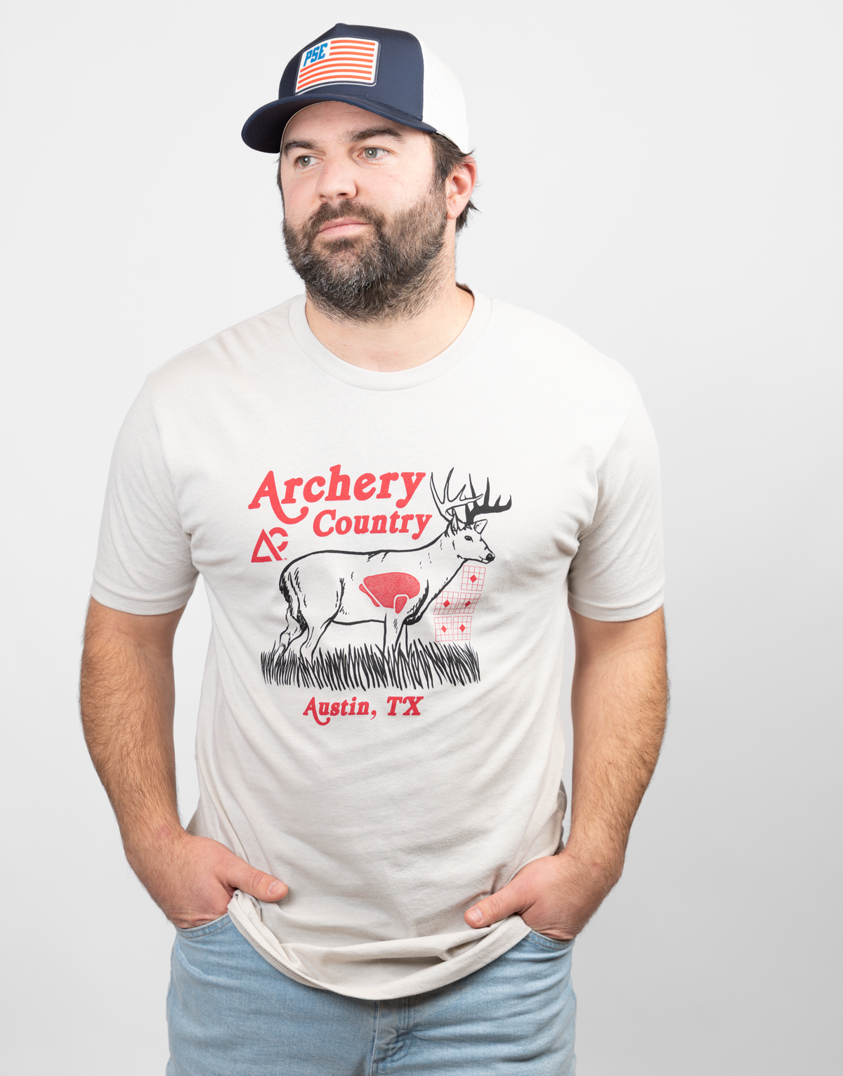A bowhunter preparing archery gear for Texas deer season at Archery Country