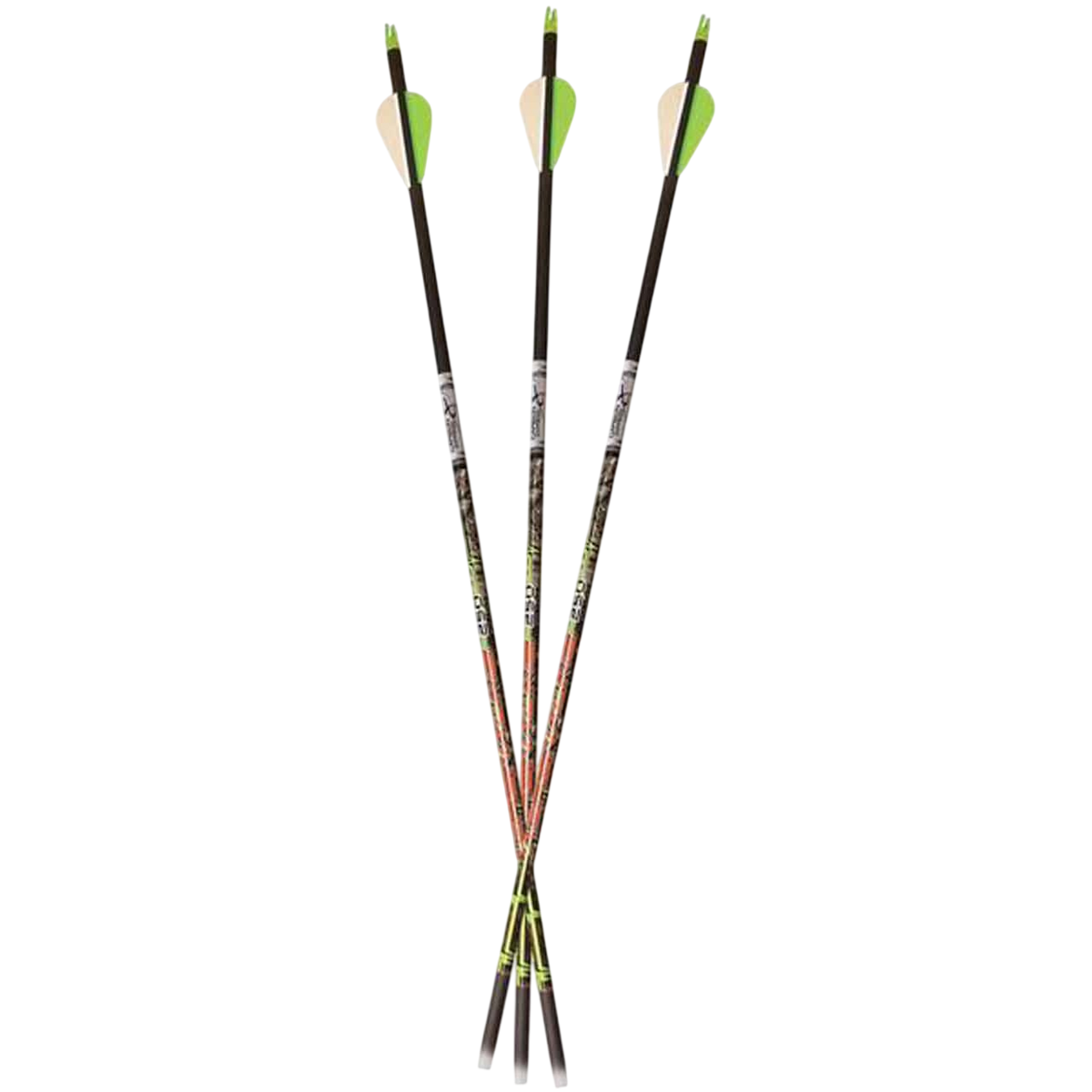 Hunting arrows fanned out, ready for a pre-season bow tune-up at Archery Country