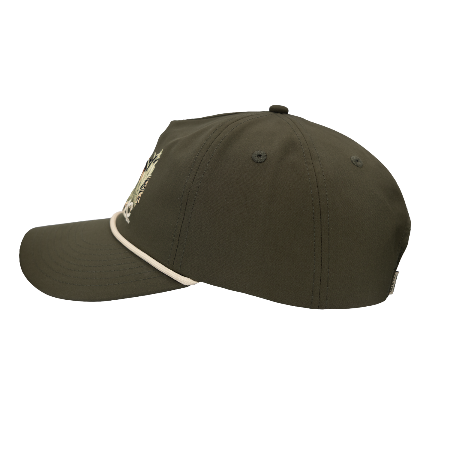 side view of faded olive hat