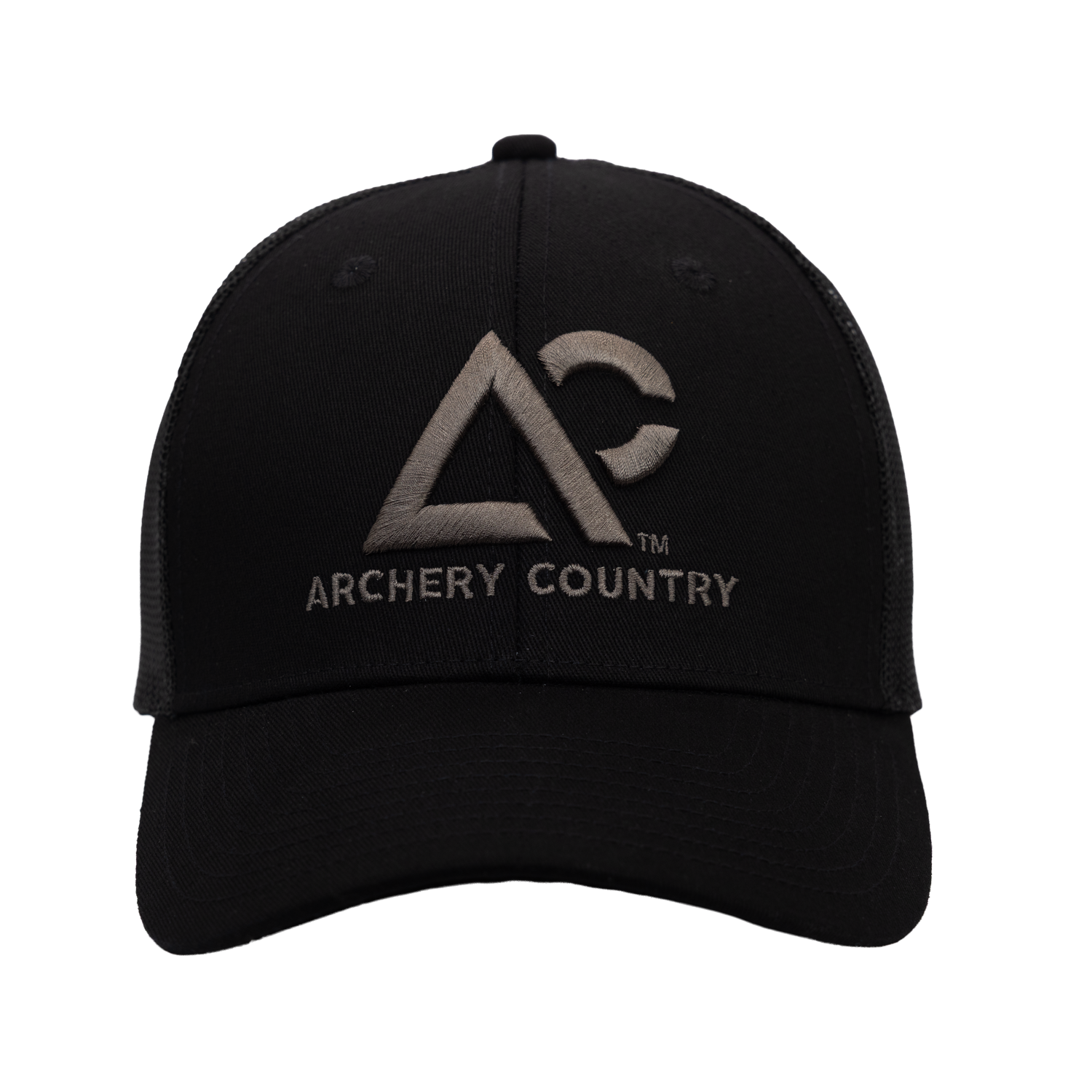 Black meshback cap with "ARCHERY COUNTRY" logo on front
